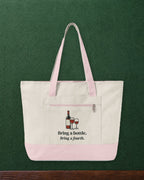 Bring a Bottle Mahj Bag in Natural/Light Pink, styled