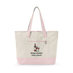 Bring a Bottle Mahj Bag in Natural/Light Pink, front view