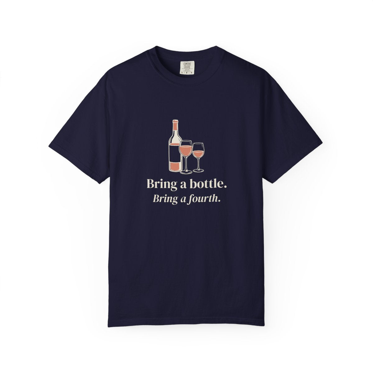 Bring a Bottle Tee in True Navy, front view