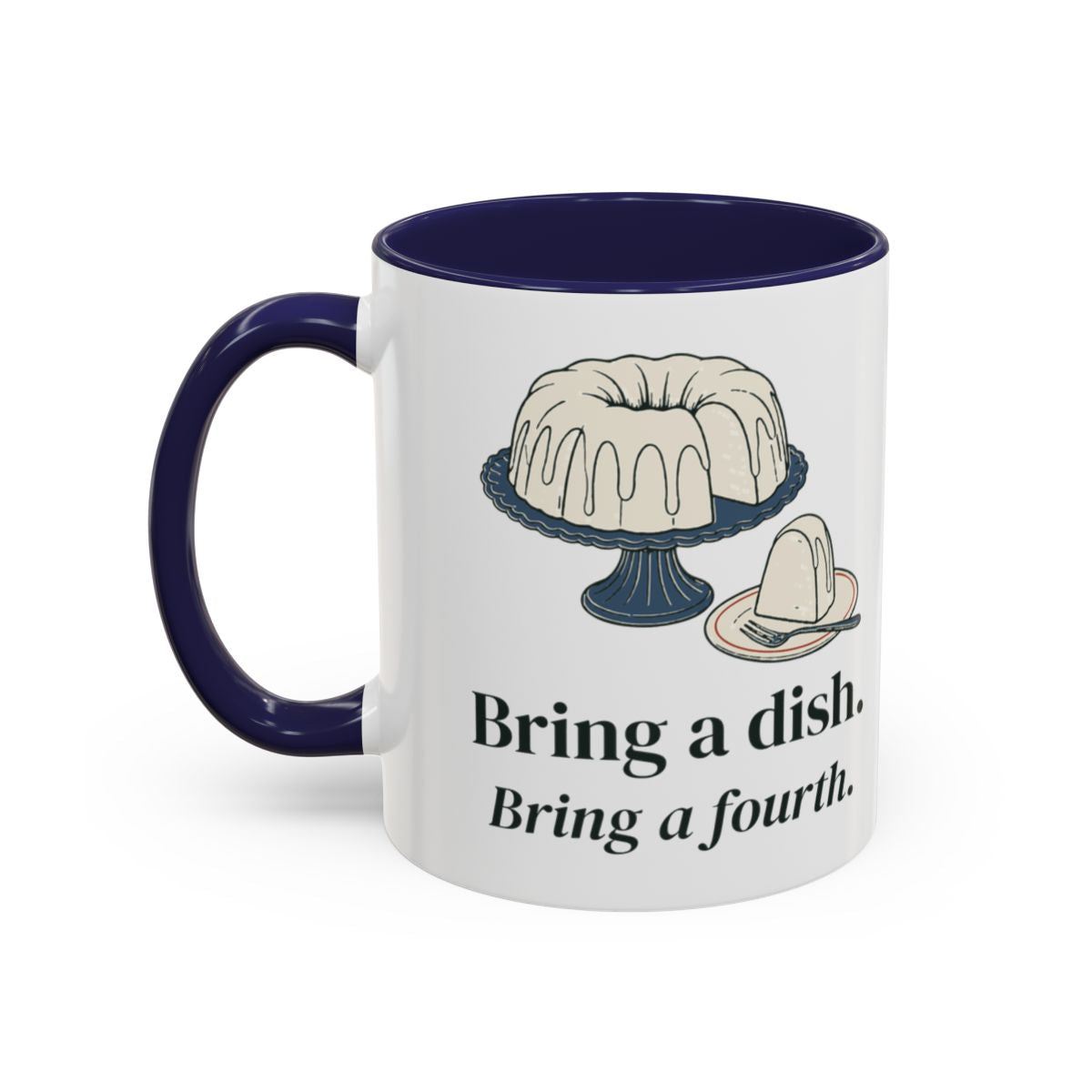 Bring a Dish Mug in Navy, left side