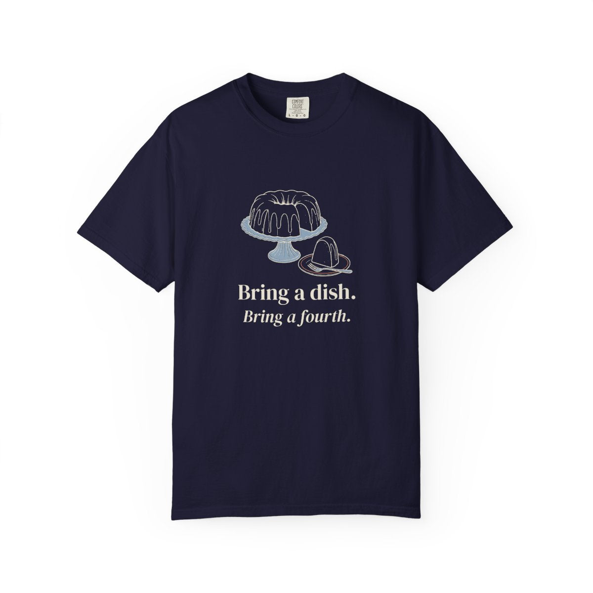 Bring a Dish Tee in True Navy, front view