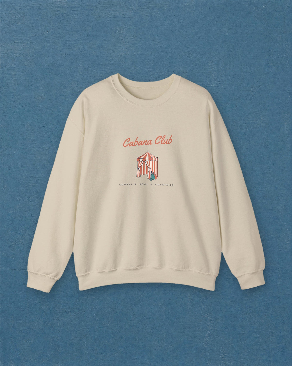 Cabana Club Crewneck in Sand, styled