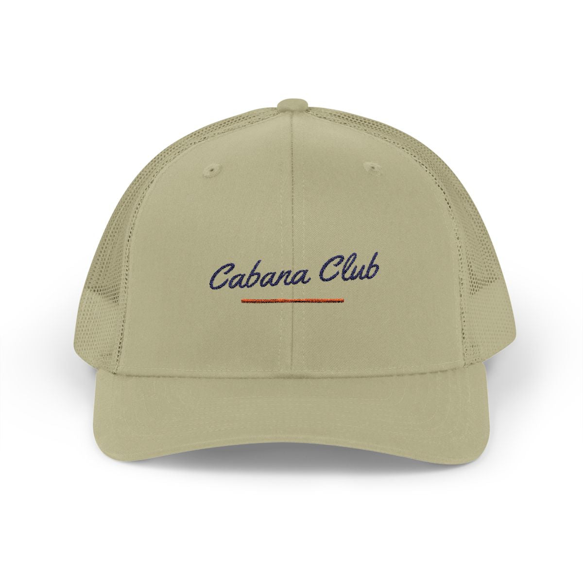 Cabana Club Trucker Hat in Khaki, front view