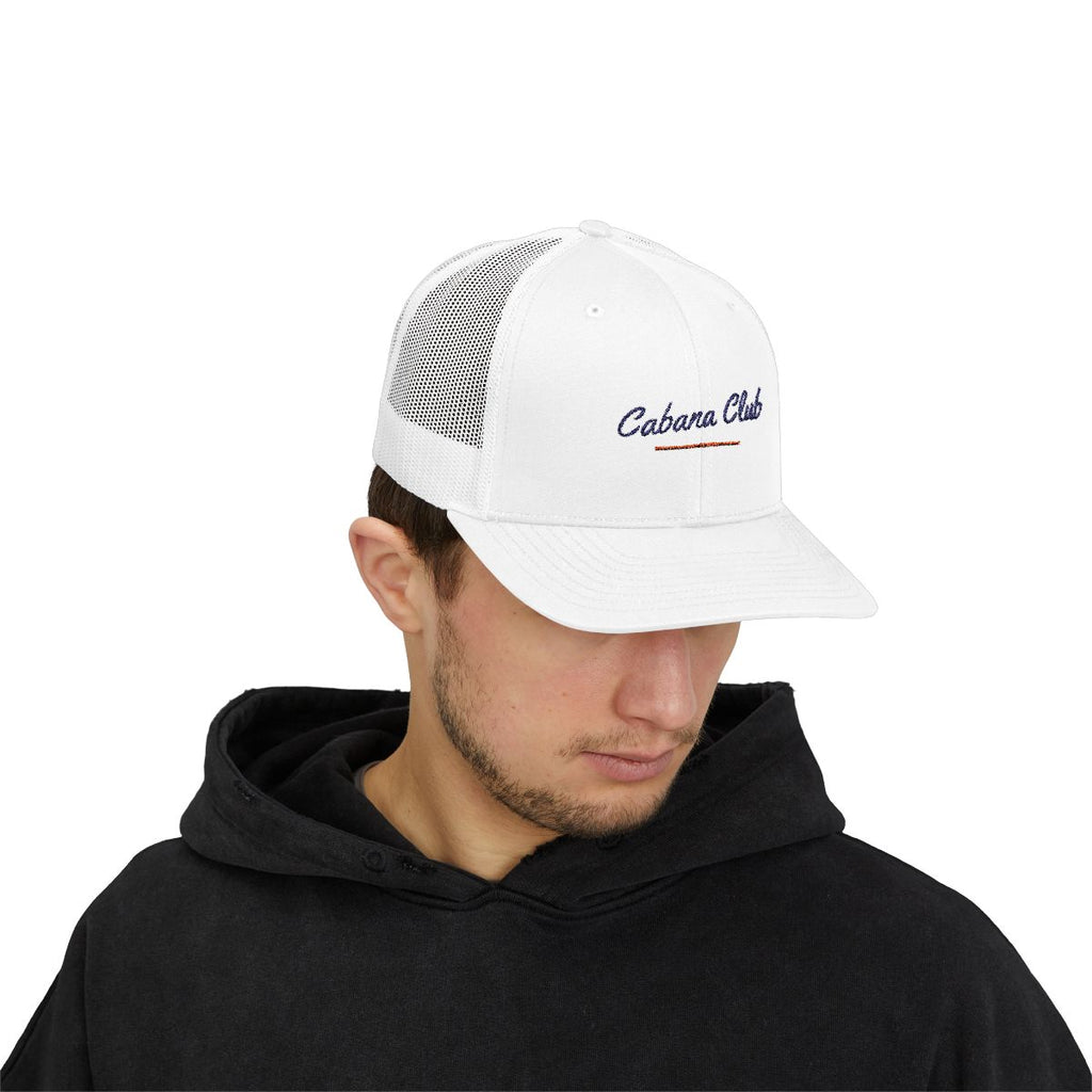 Cabana Club Trucker Hat in White, on model