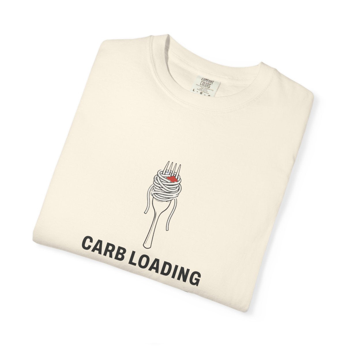 Carb Loading Committee Tee in Ivory, folded