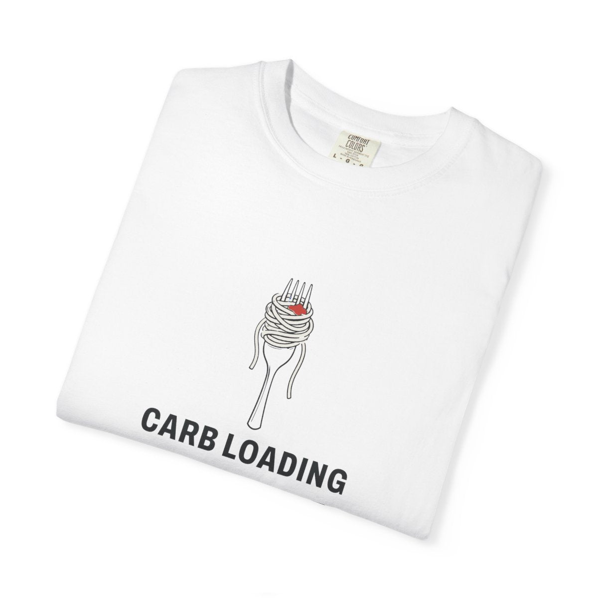 Carb Loading Committee Tee in White, folded