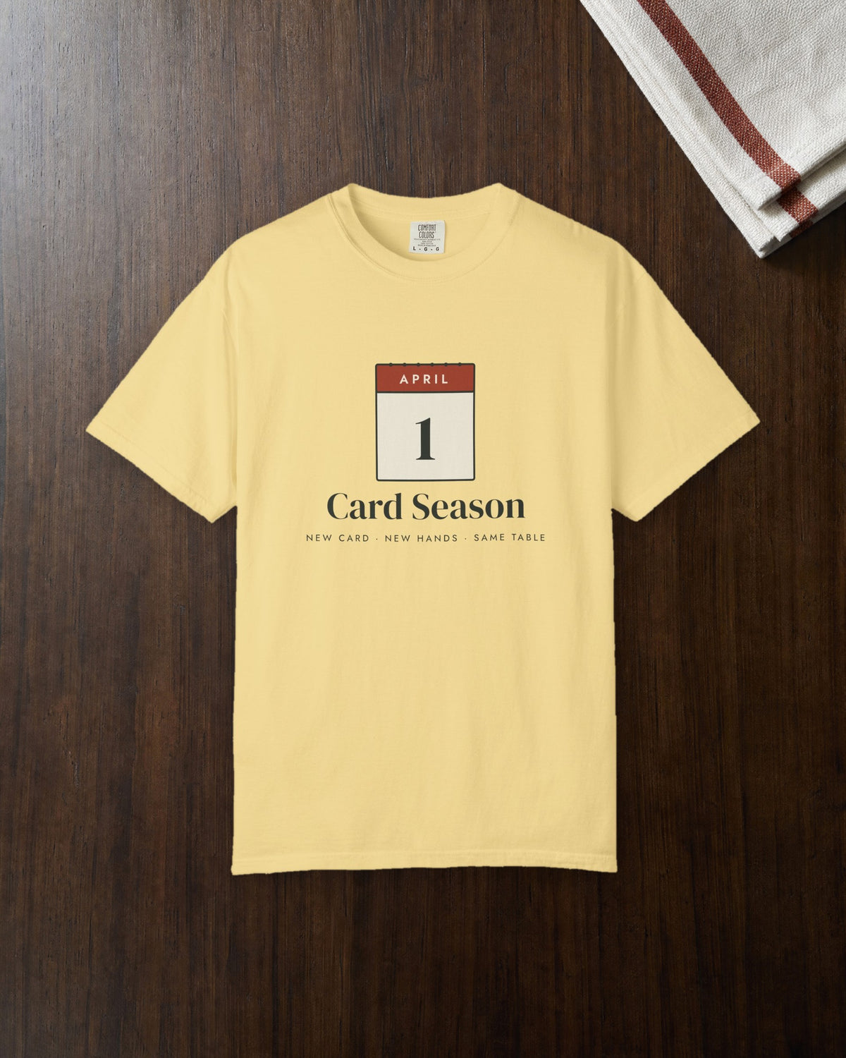 Card Season Tee in Butter, styled