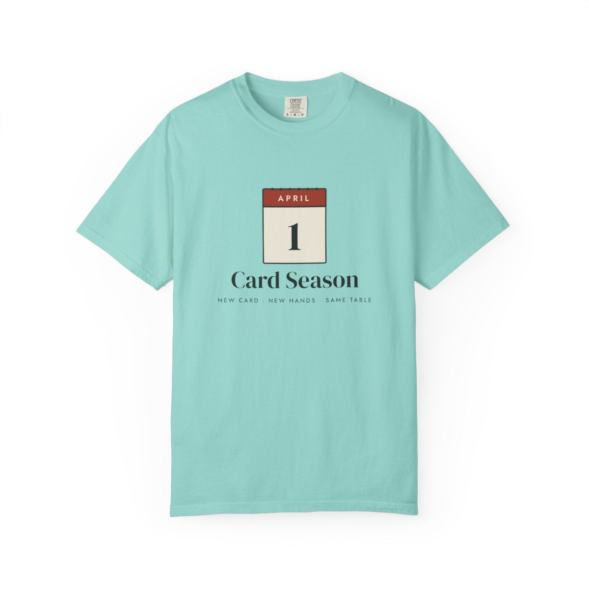 Card Season Tee in Chalky Mint, front view