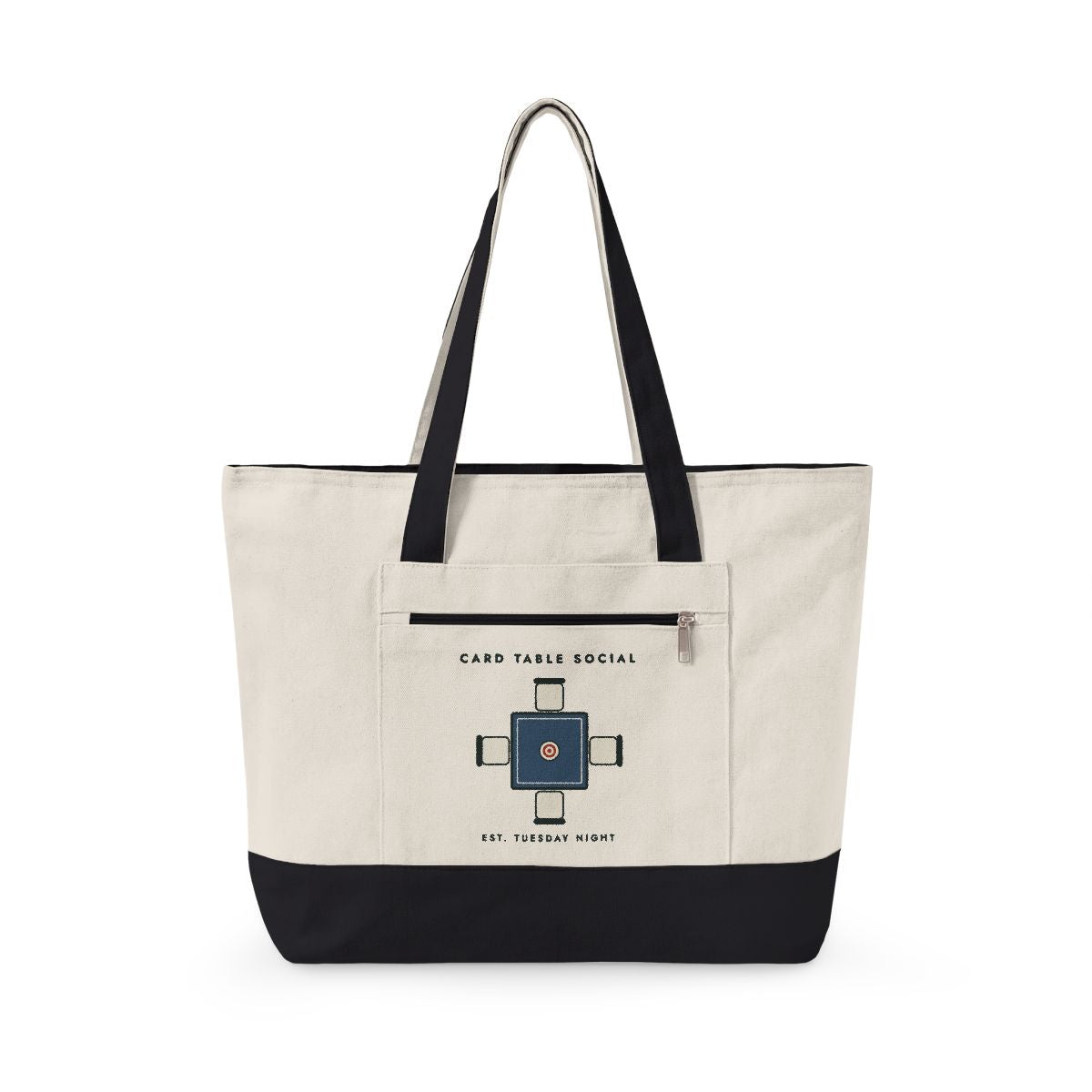Card Table Crest Mahj Bag in Natural/Black, front view