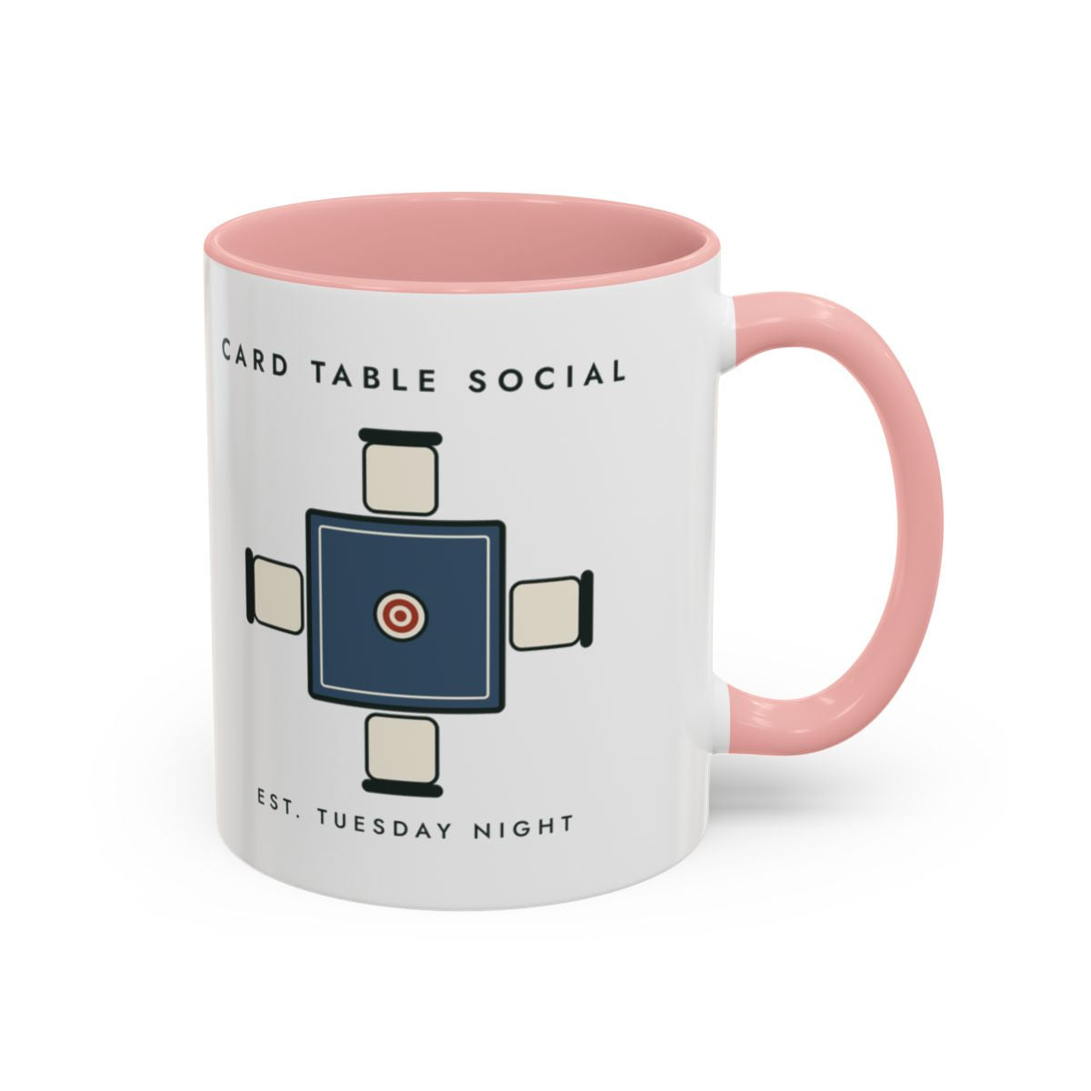 Card Table Crest Mug in Pink, right side