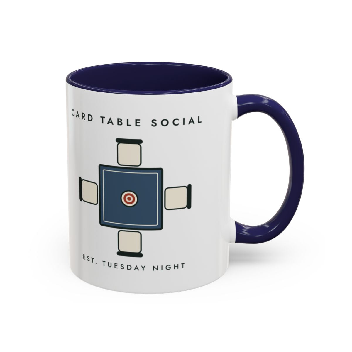 Card Table Crest Mug in Navy, right side