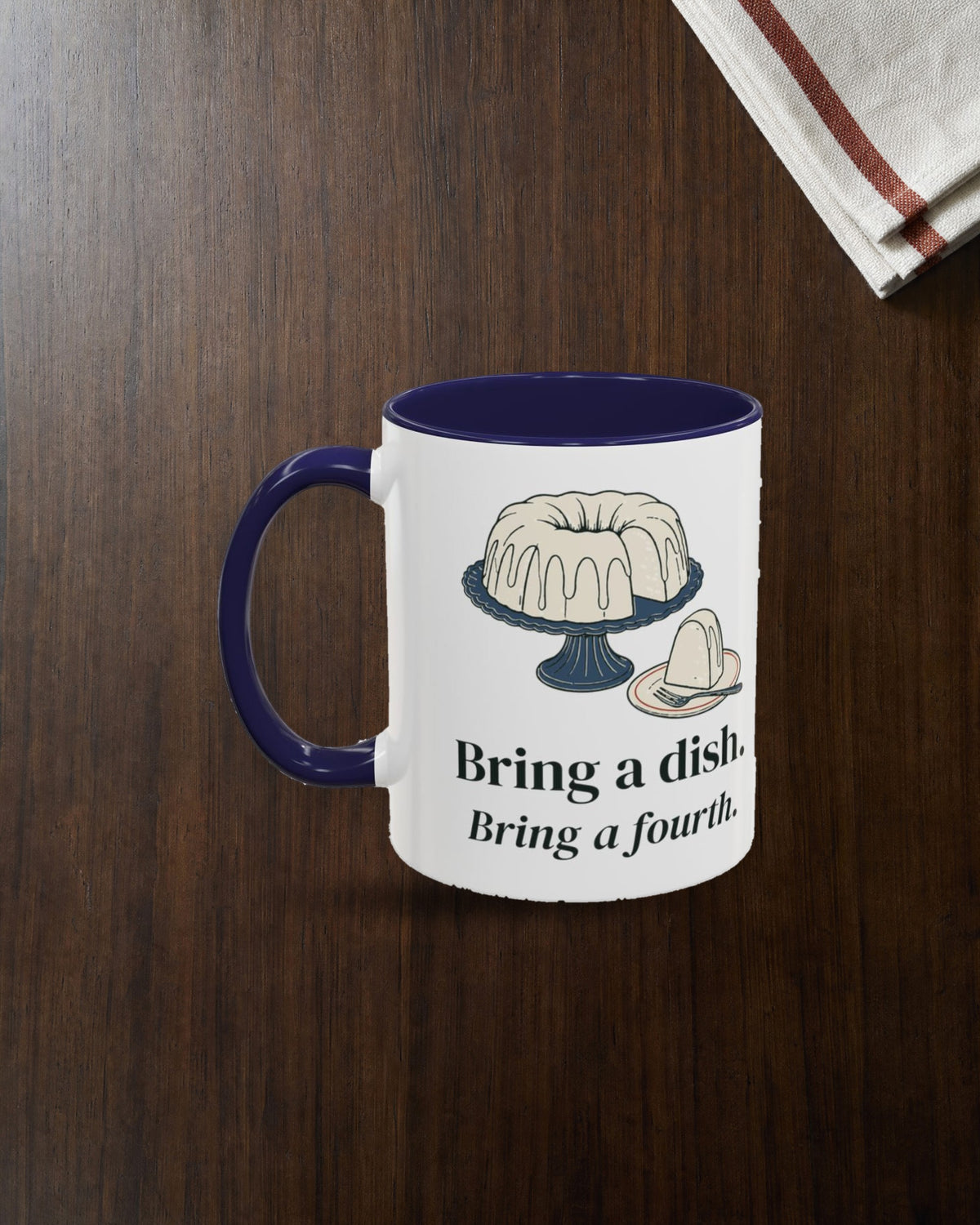Bring a Dish Mug in Navy, styled