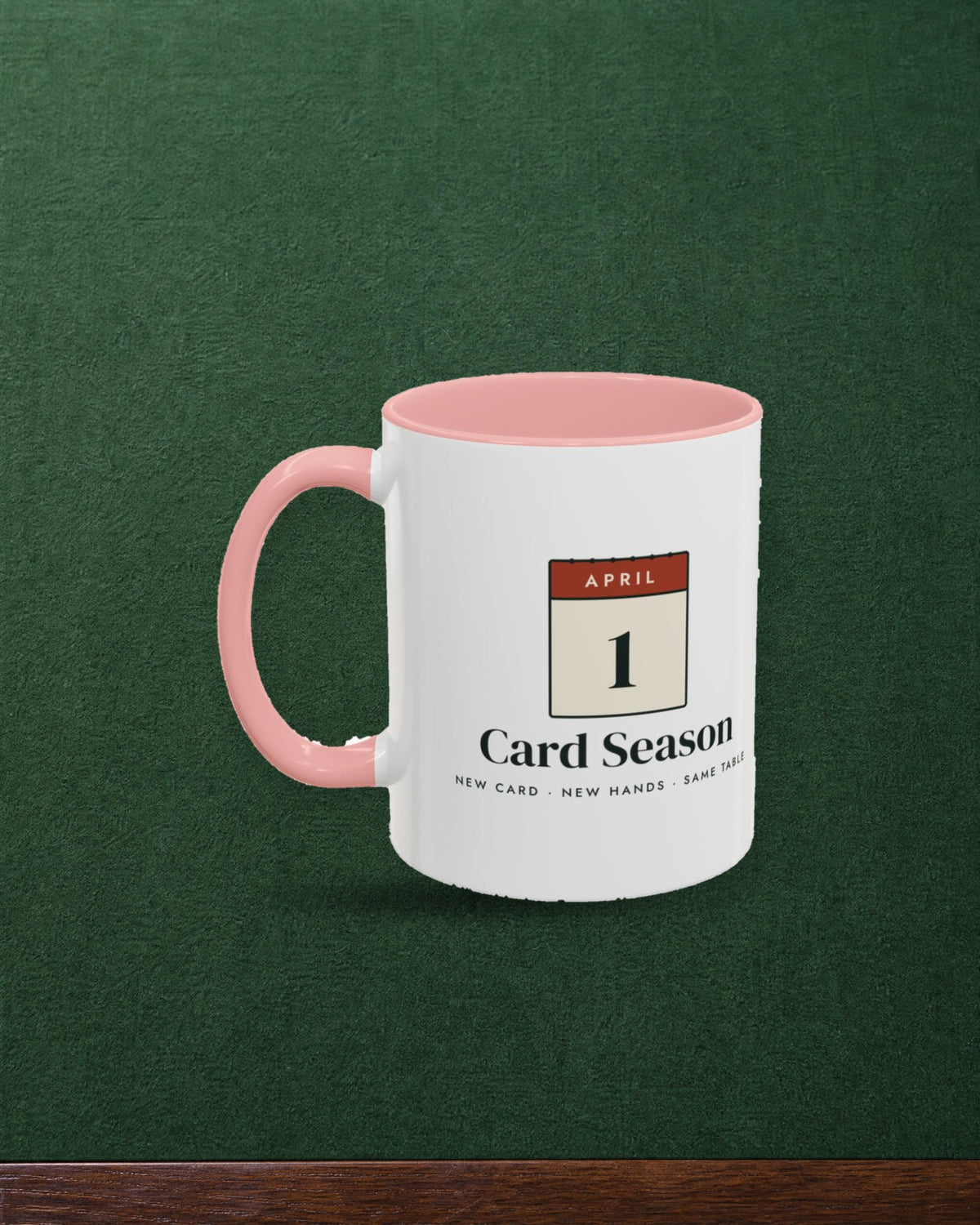 Card Season Mug in Pink, styled