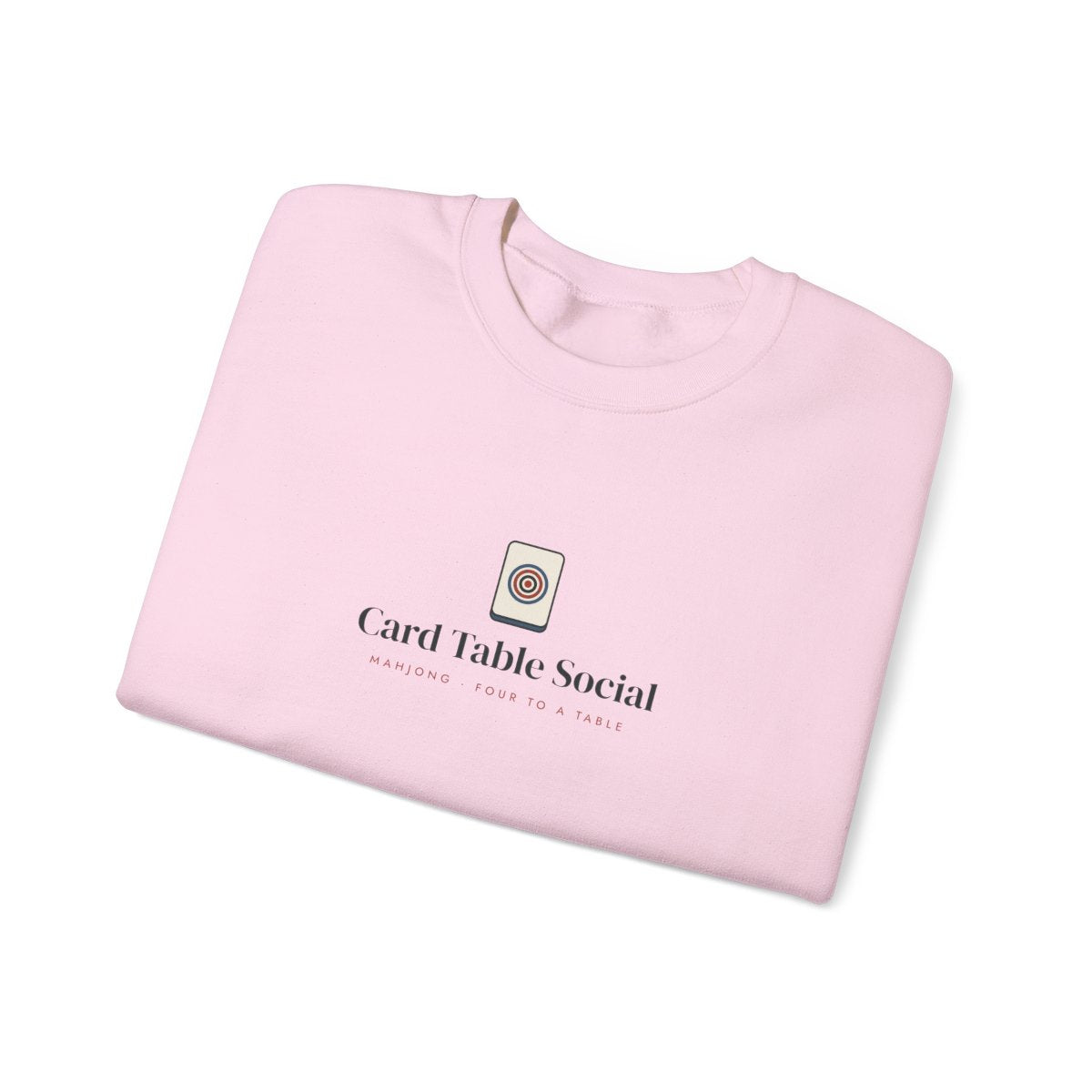 Card Table Social Crewneck in Light Pink, folded