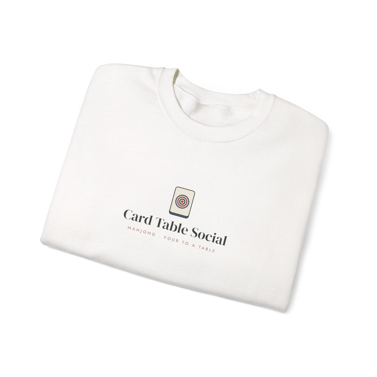 Card Table Social Crewneck in White, folded