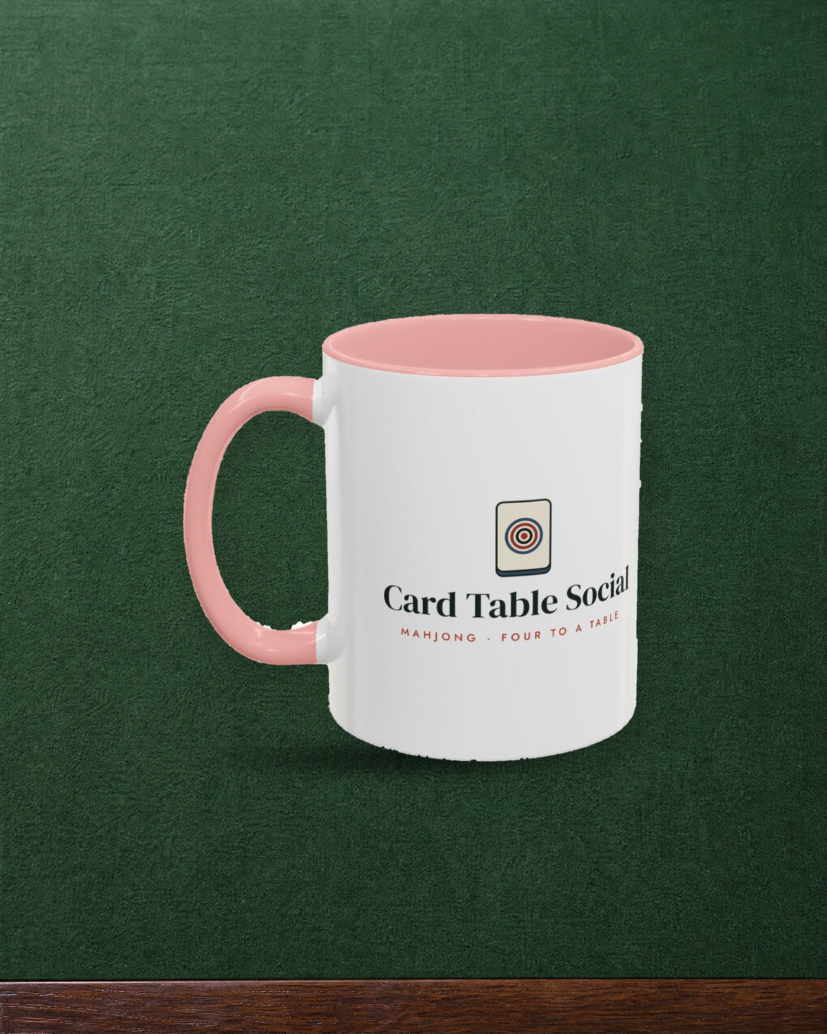 Card Table Social Mug in Pink, styled