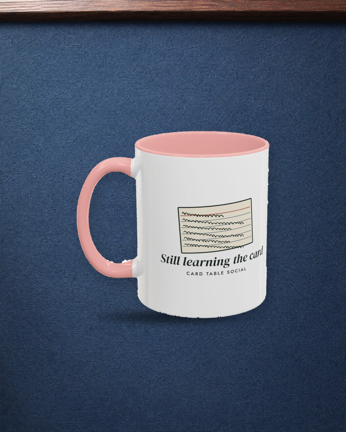 Still Learning the Card Mug in Pink, styled