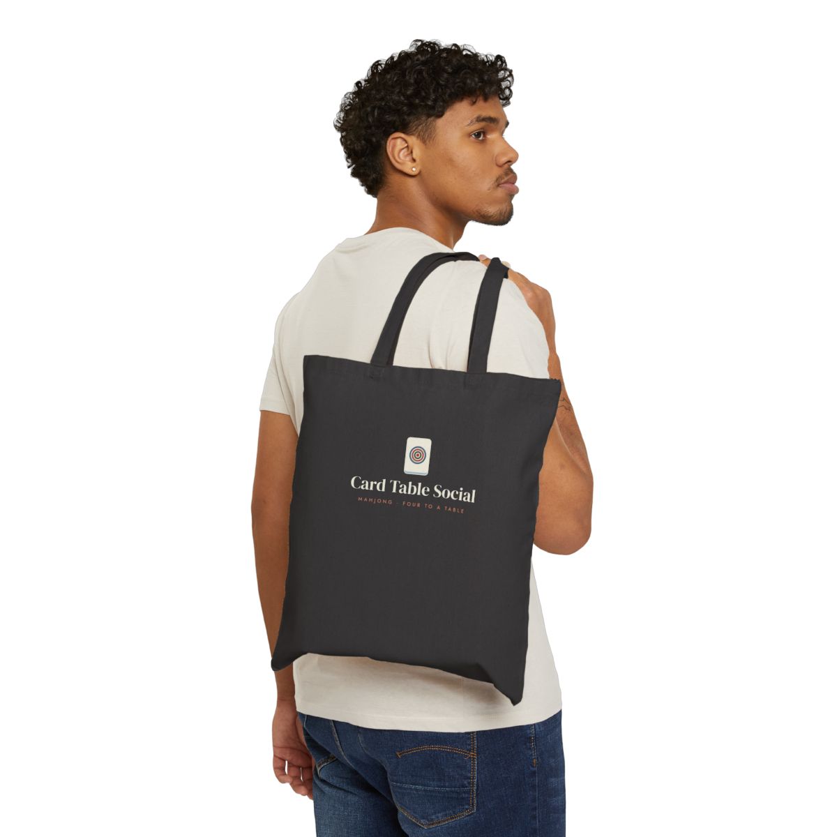 Card Table Social Tote in Black, on model