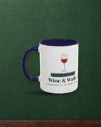 Wine & Walls Mug in Navy, styled