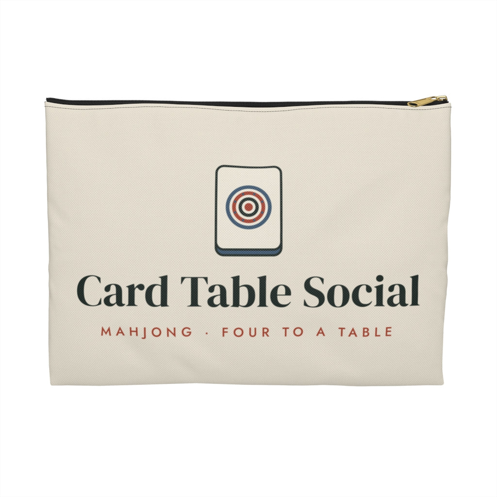 Card Table Social Zip Pouch in Black zipper, front view