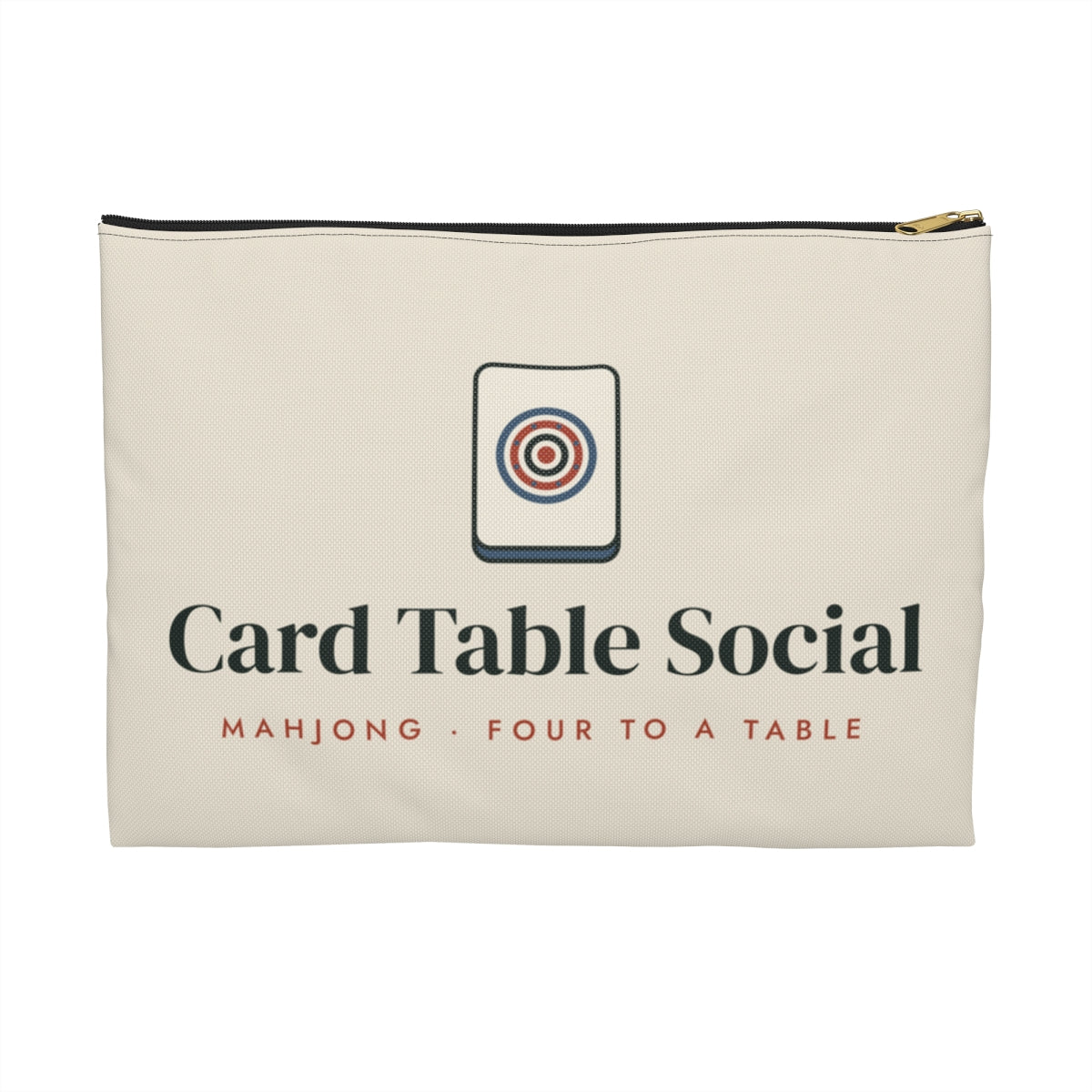Card Table Social Zip Pouch in Black zipper, front view