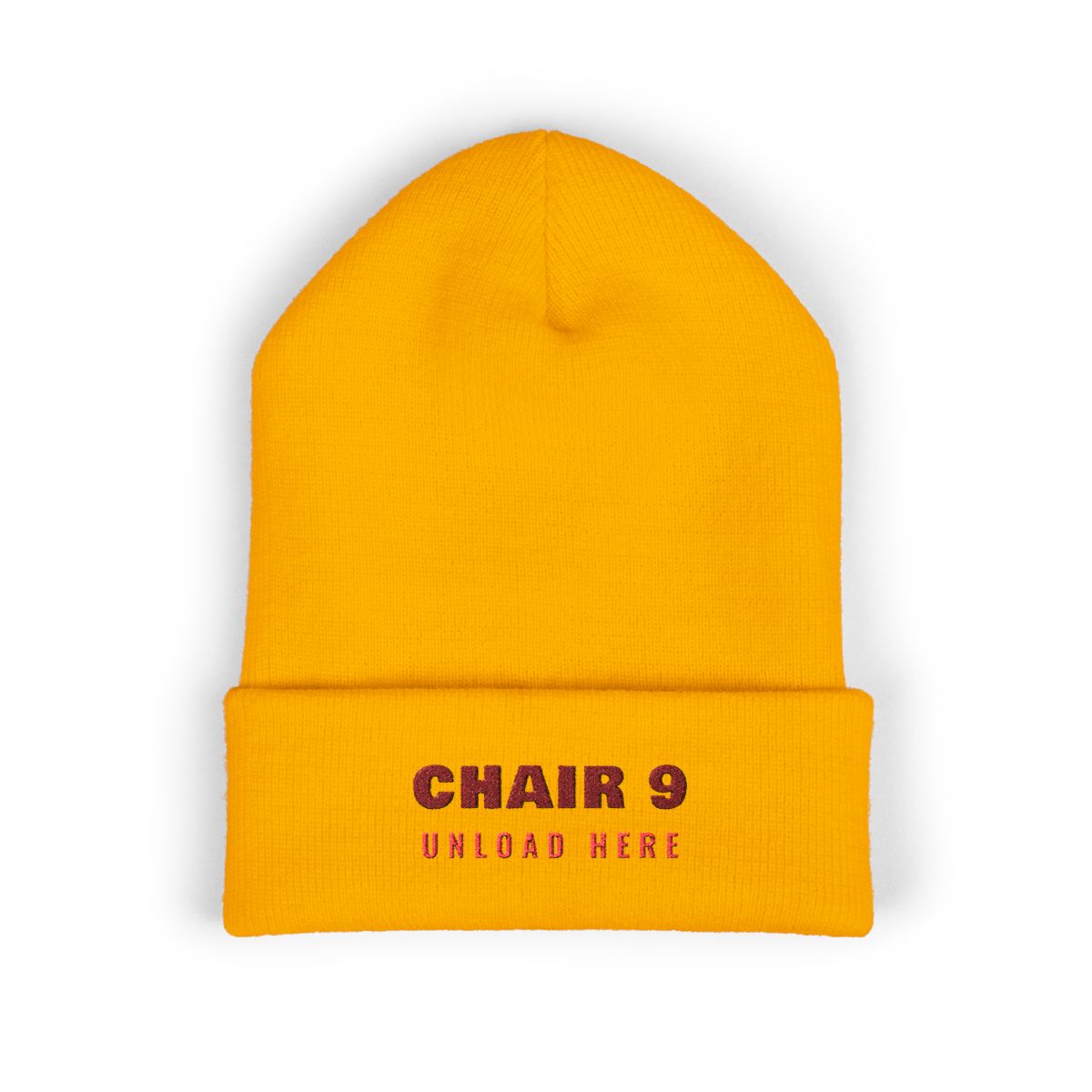 Chair 9 Beanie in Gold, front view