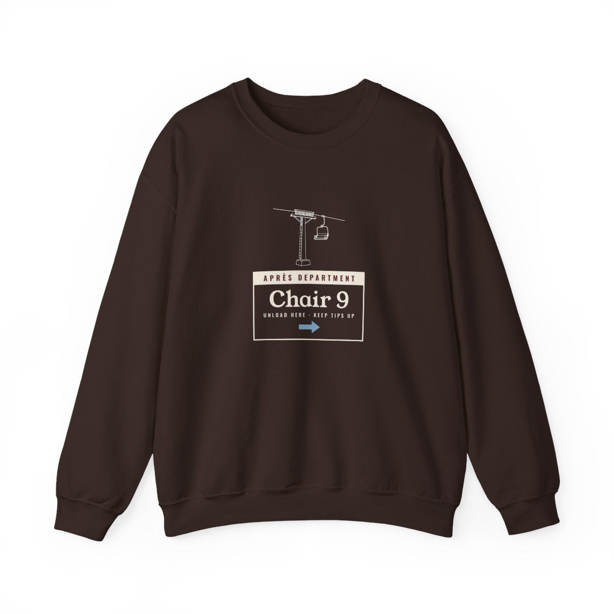 Chair 9 Crewneck in Dark Chocolate, front view