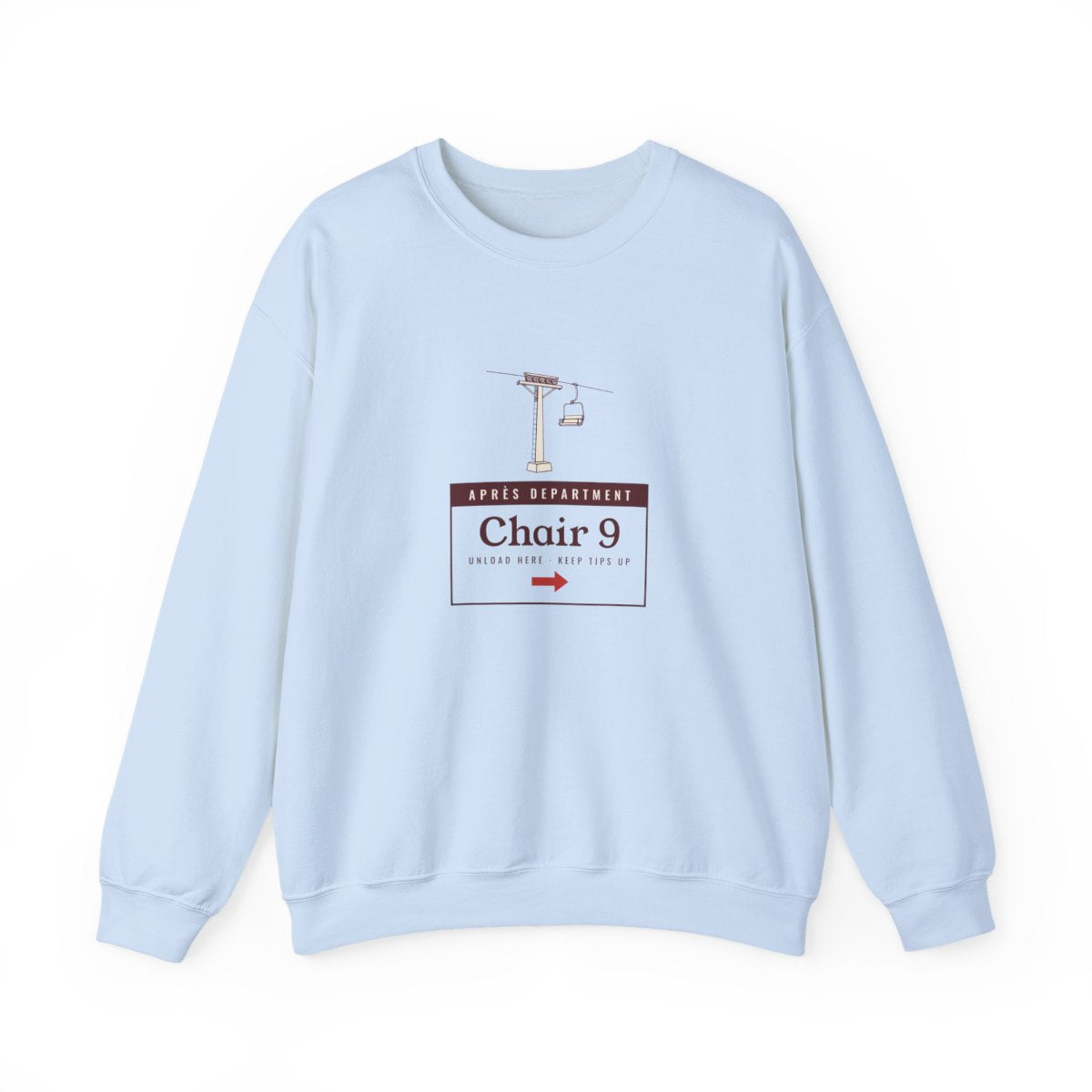Chair 9 Crewneck in Light Blue, front view