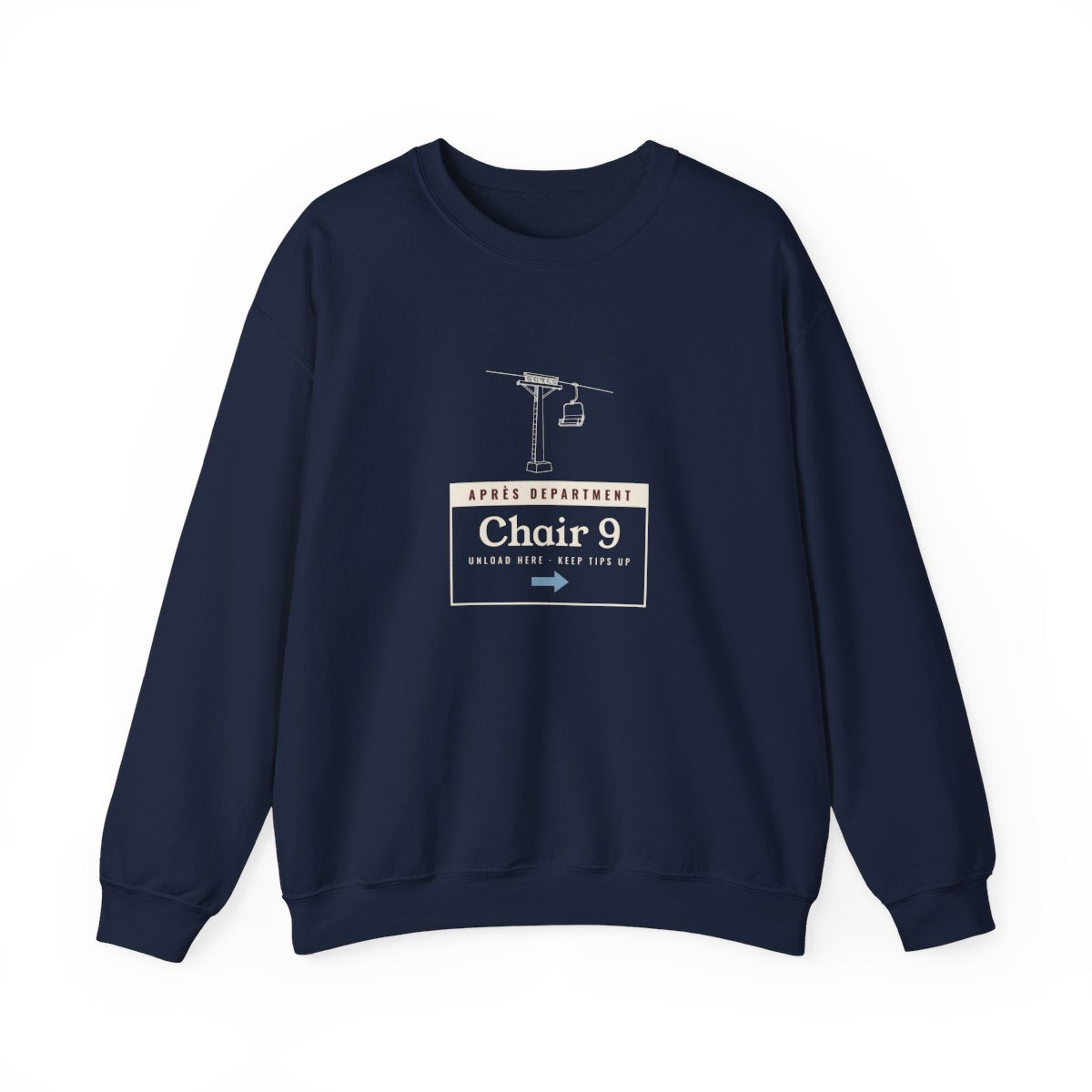Chair 9 Crewneck in Navy, front view