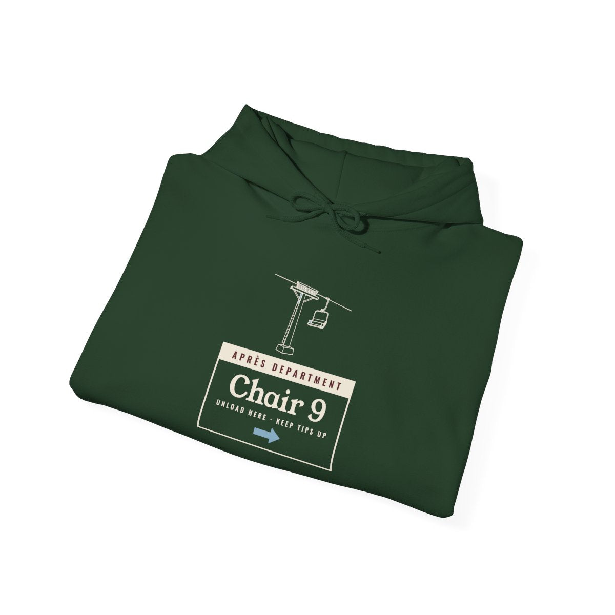 Chair 9 Hoodie in Forest Green, folded