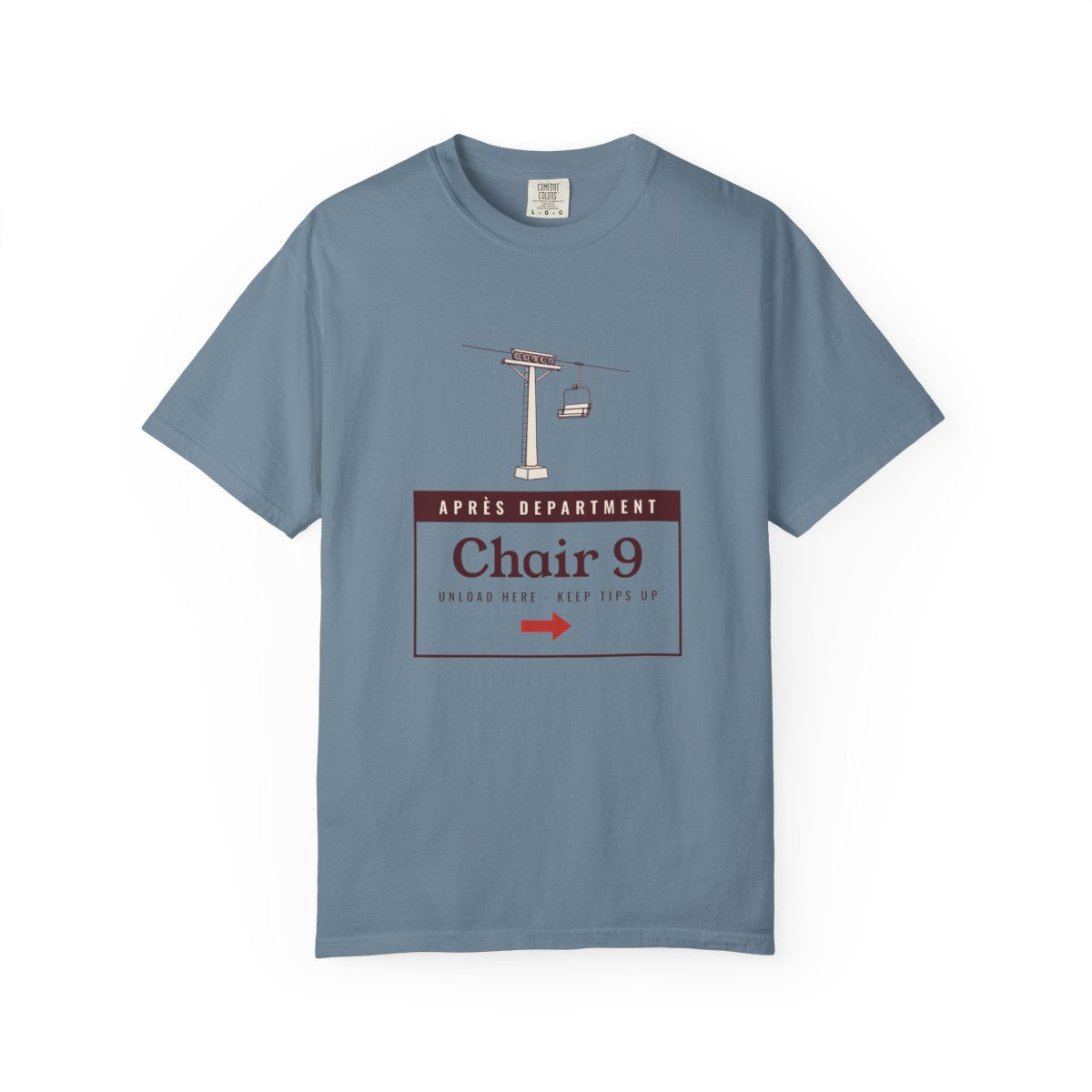Chair 9 Tee in Ice Blue, front view