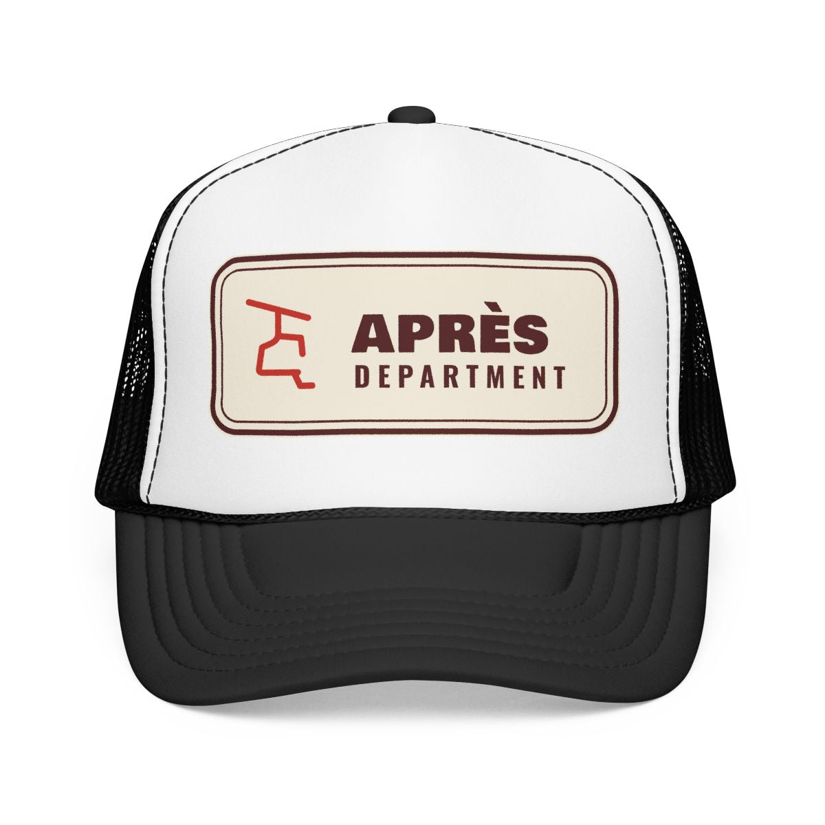 Chair Mark Trucker Hat in Black/White, front view