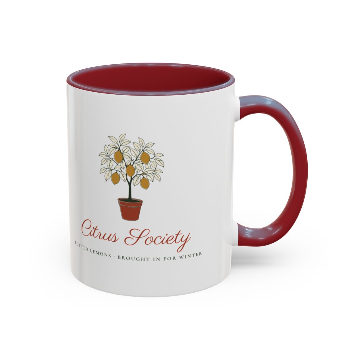 Citrus Society Mug in Maroon, right side