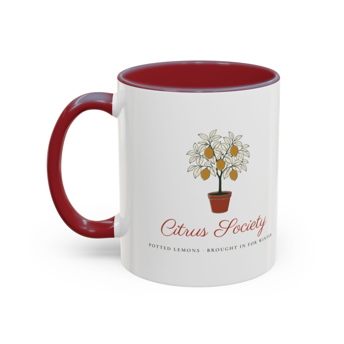 Citrus Society Mug in Maroon, left side