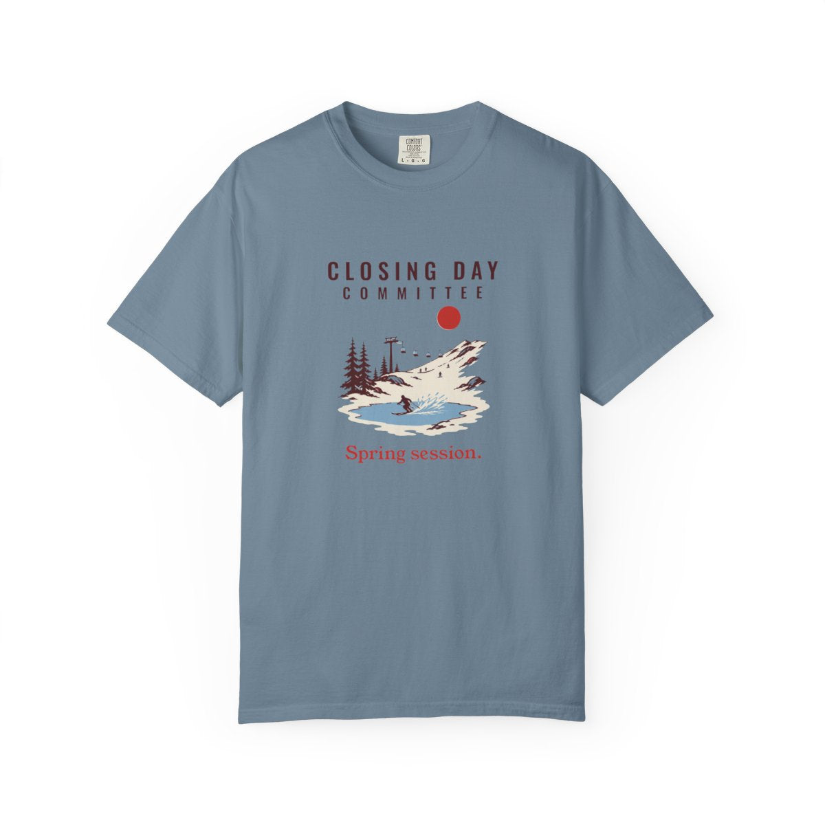 Closing Day Committee Tee in Ice Blue, front view