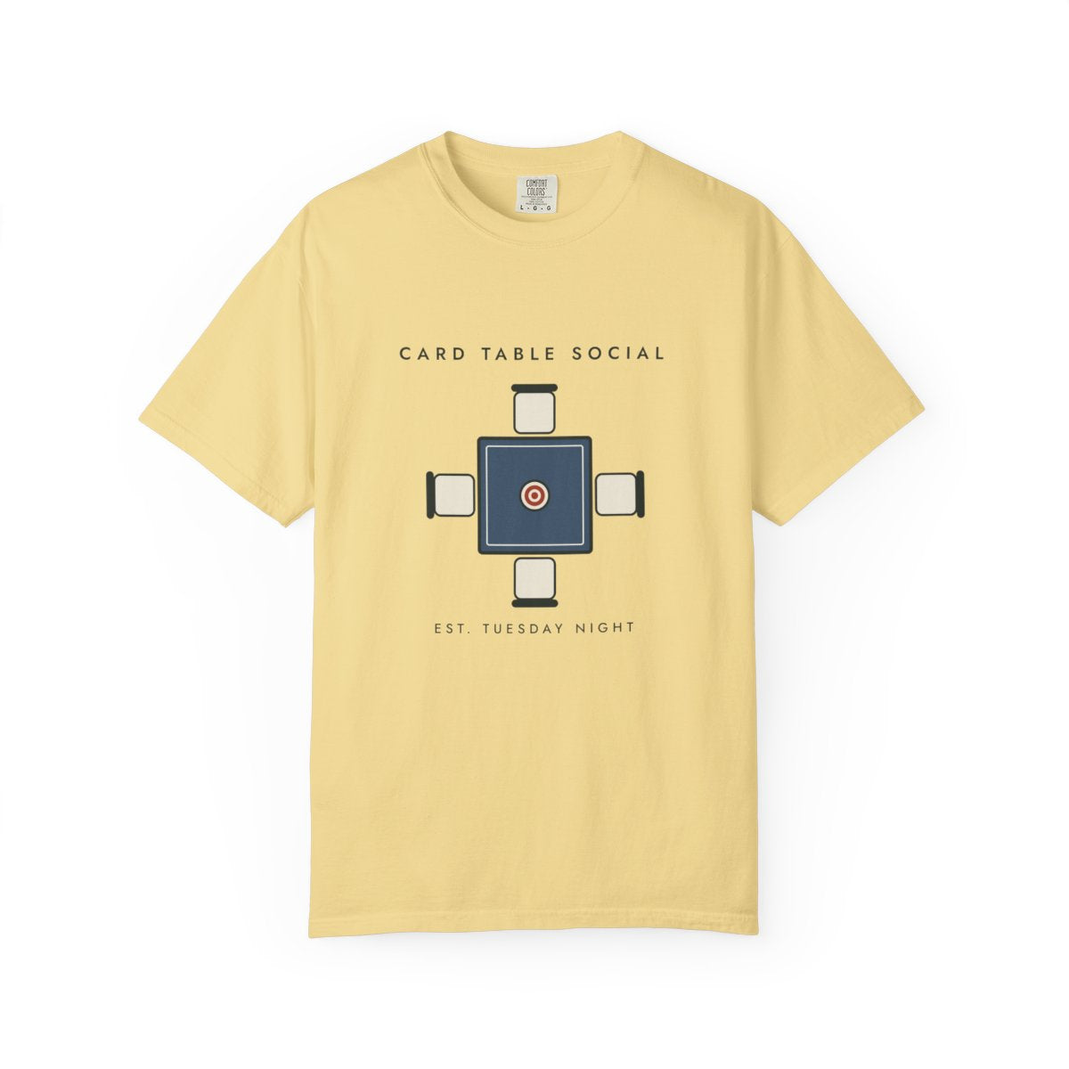 Card Table Crest Tee in Butter, front view