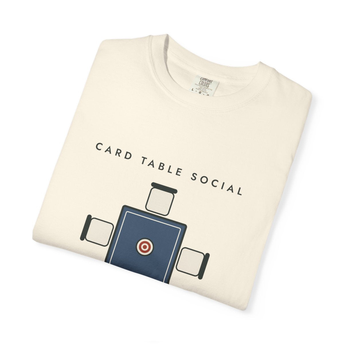 Card Table Crest Tee in Ivory, folded