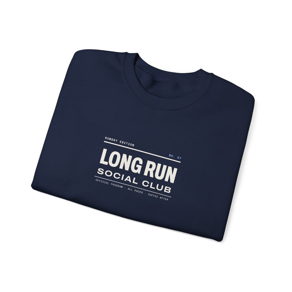 Club Program Crewneck in Navy, folded