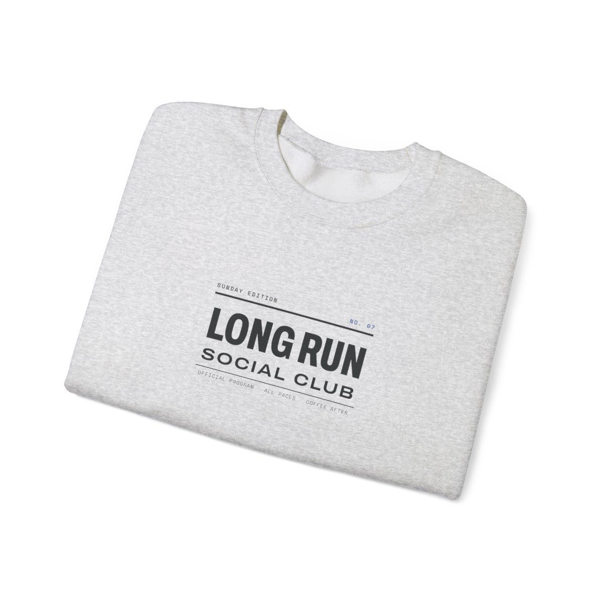 Club Program Crewneck in Ash, folded