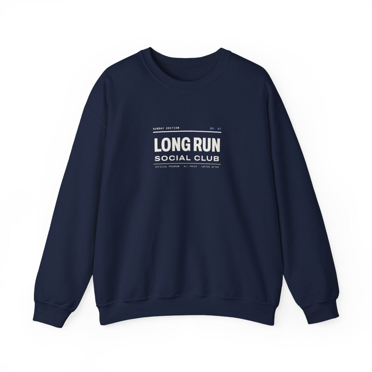 Club Program Crewneck in Navy, front view