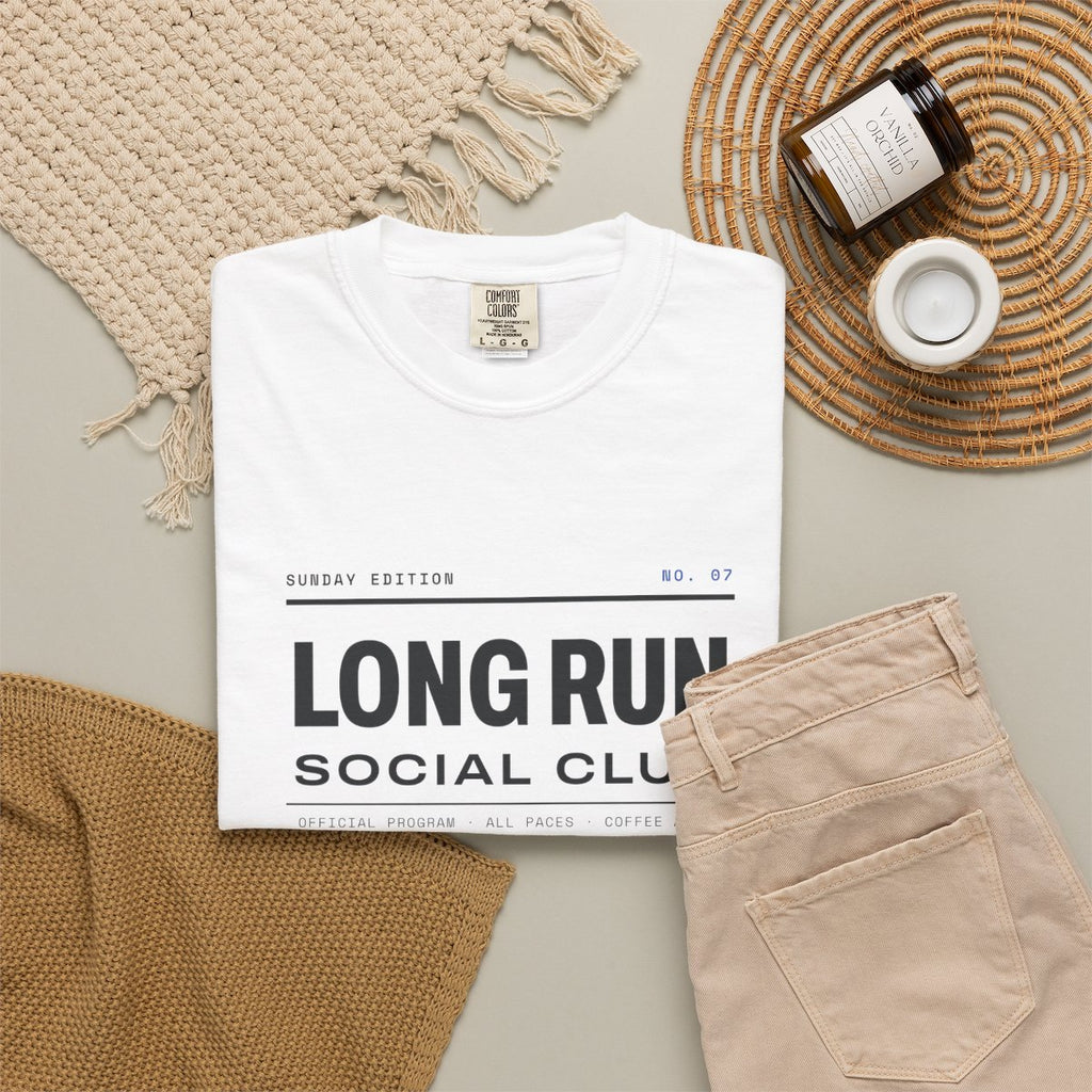 Club Program Tee in White, fabric and print detail