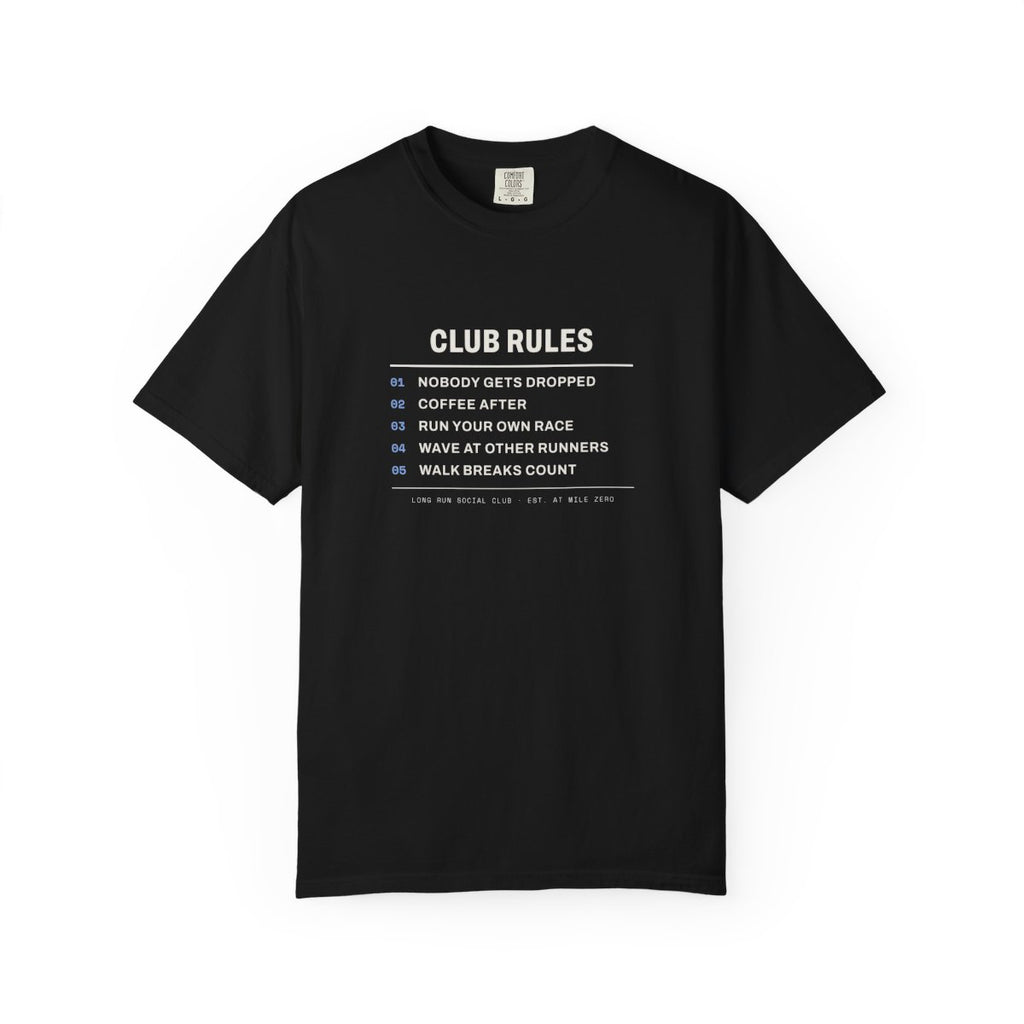 Club Rules Tee in Black, front view