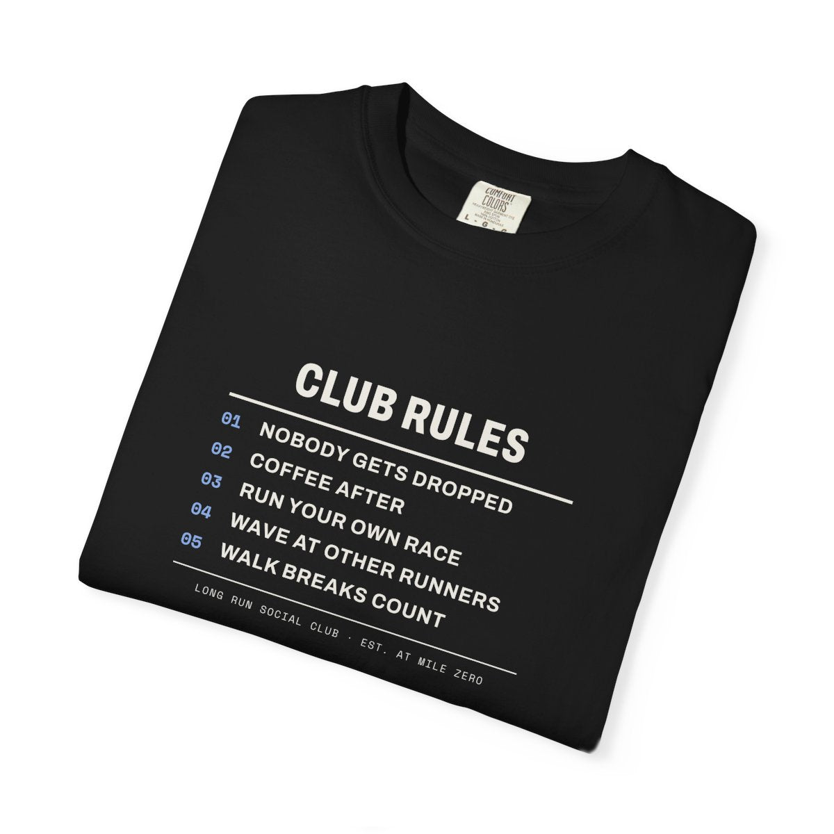 Club Rules Tee in Black, folded