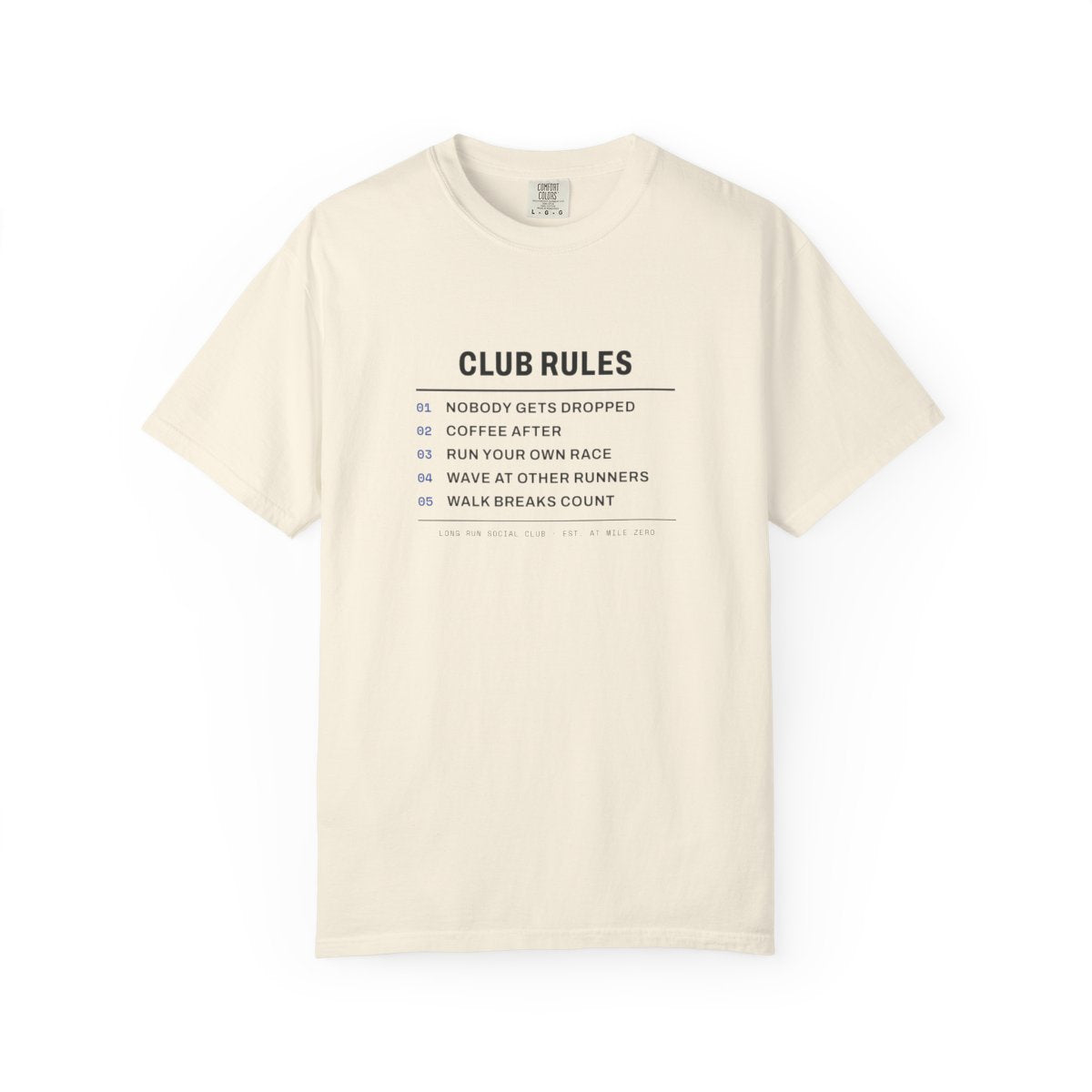 Club Rules Tee in Ivory, front view