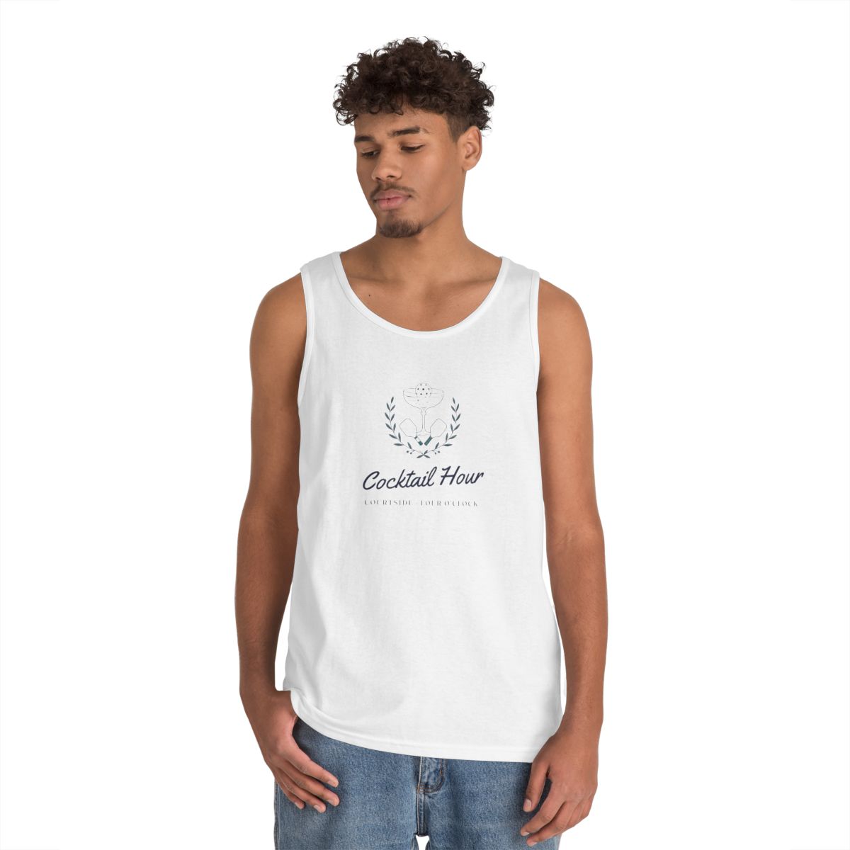 Cocktail Hour Coupe Tank in White, on model