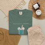 Cocktails at Four Tee in Blue Spruce, fabric and print detail