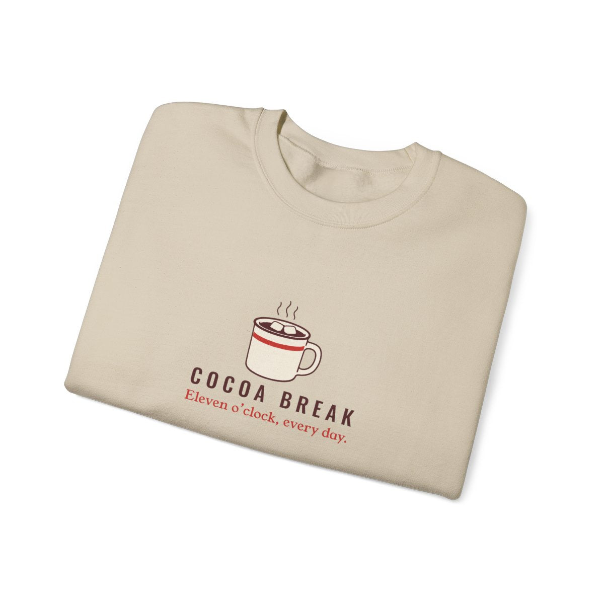 Cocoa Break Crewneck in Sand, folded