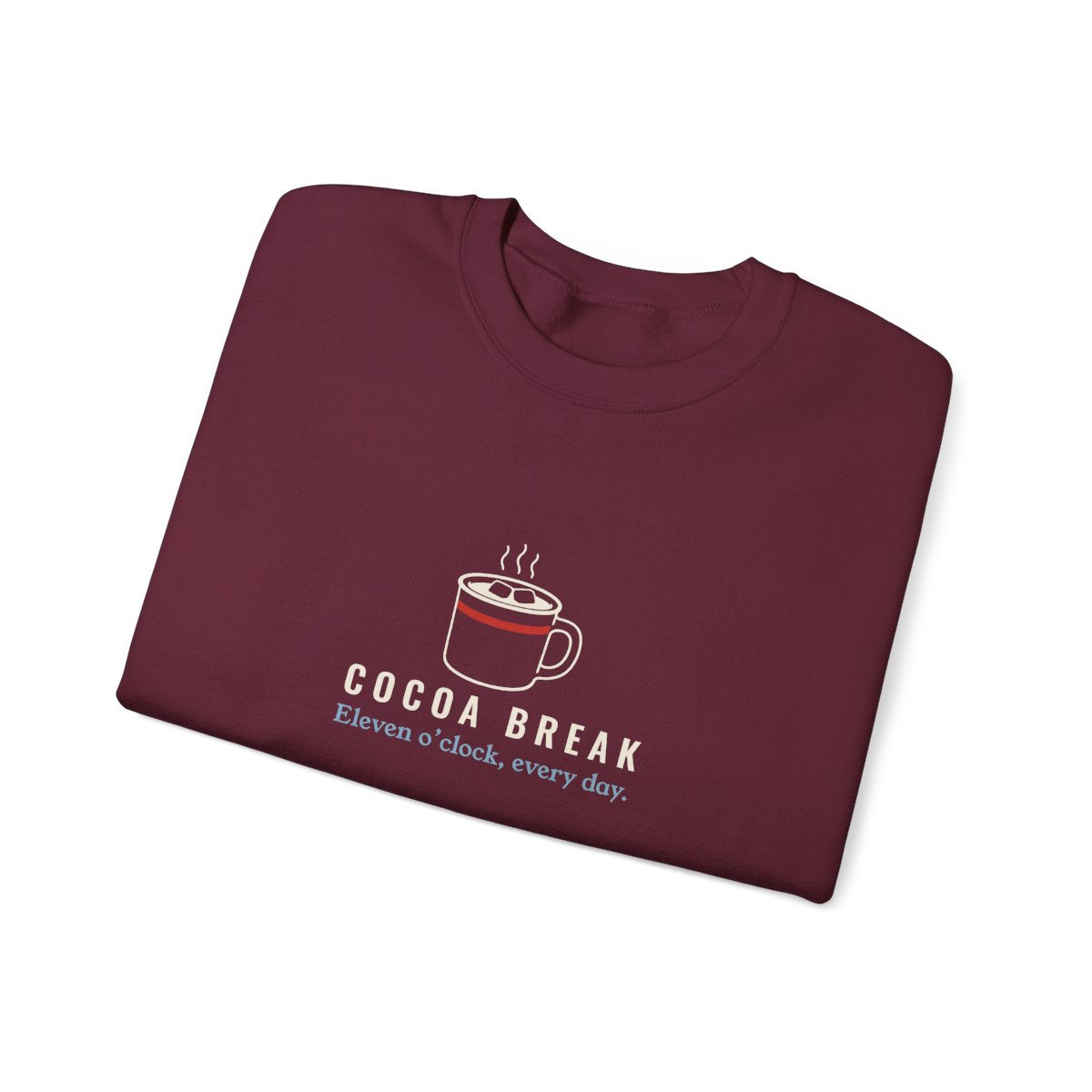 Cocoa Break Crewneck in Maroon, folded