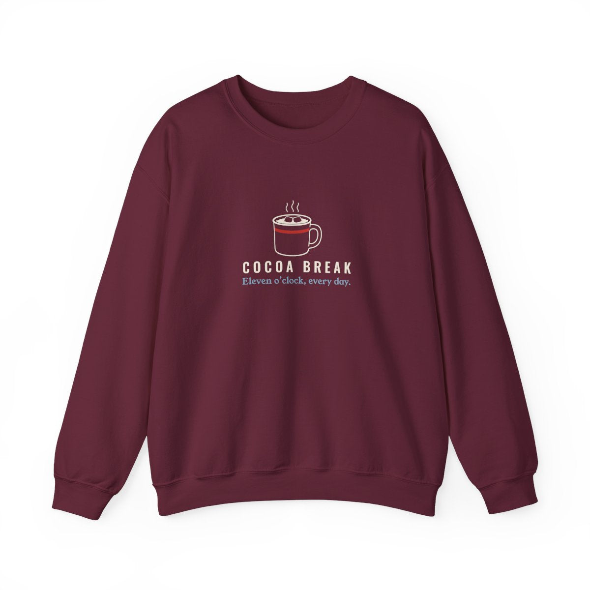 Cocoa Break Crewneck in Maroon, front view