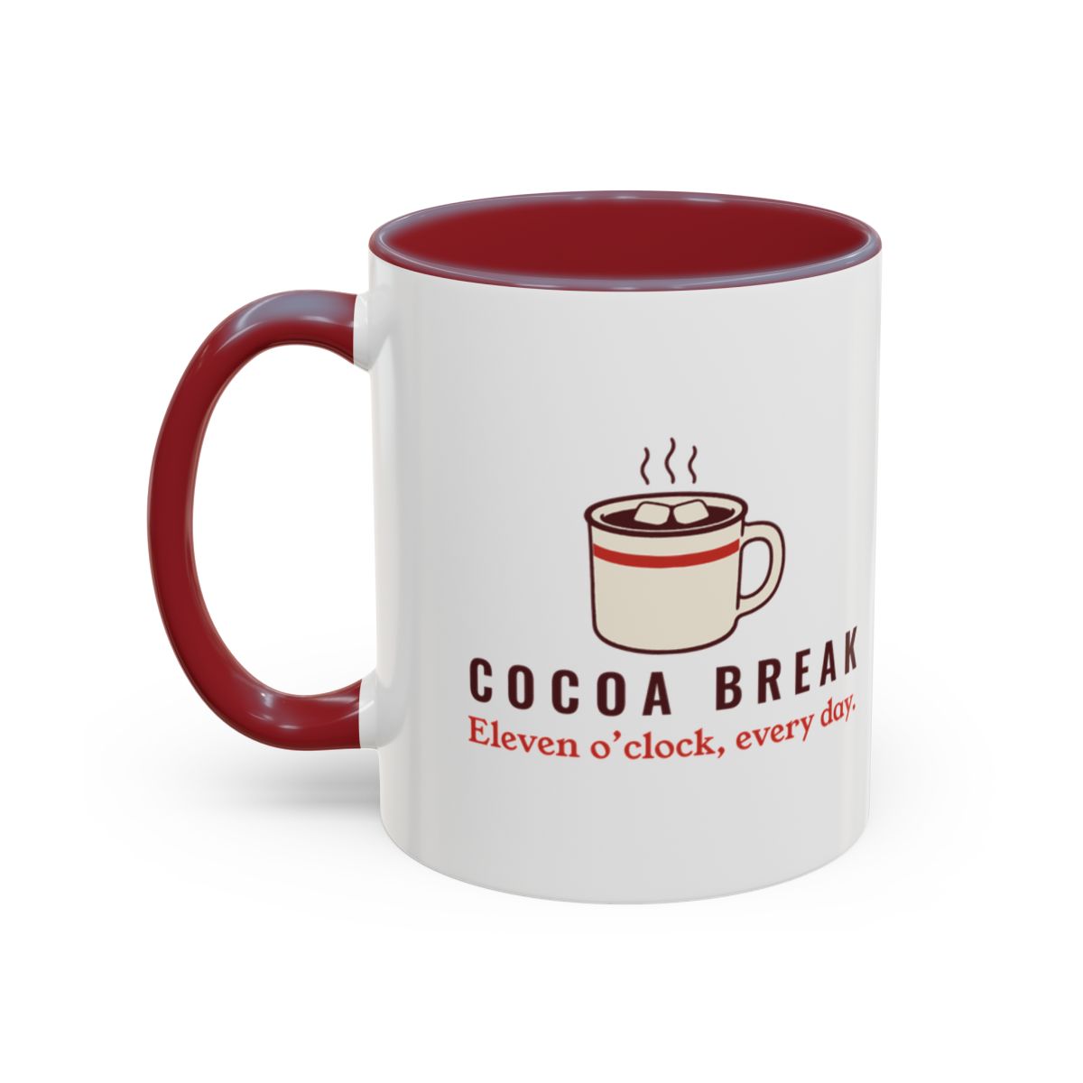 Cocoa Break Mug in Maroon, left side